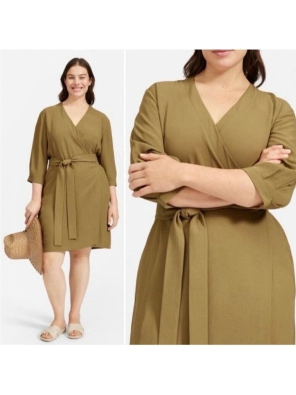 Everlane Women's Green Japanese GoWeave Wrap Dress Size 2